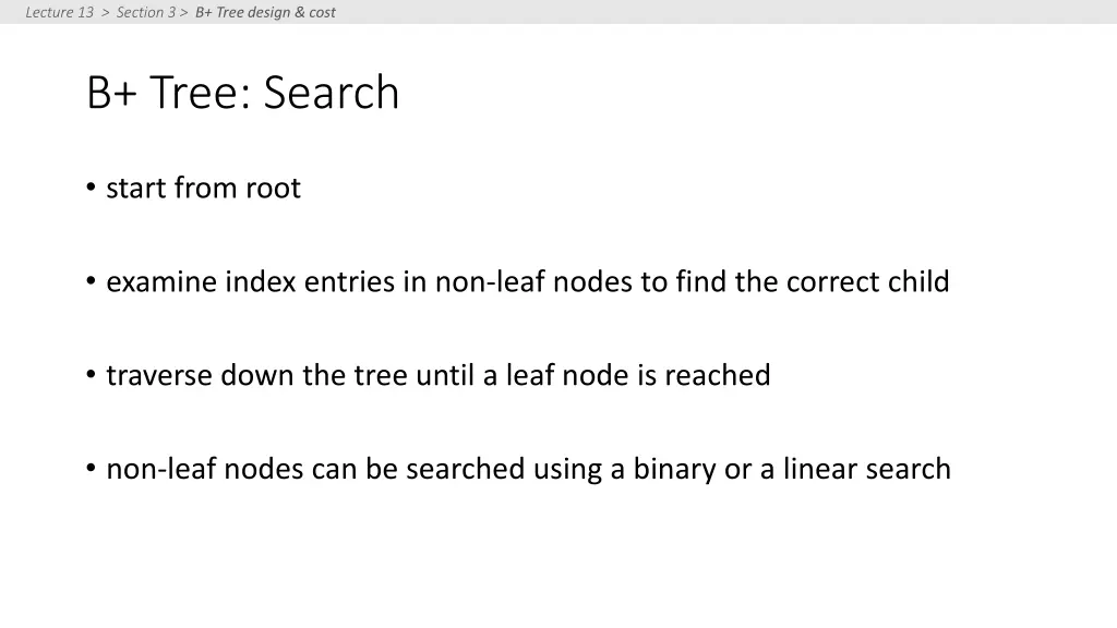 lecture 13 section 3 b tree design cost