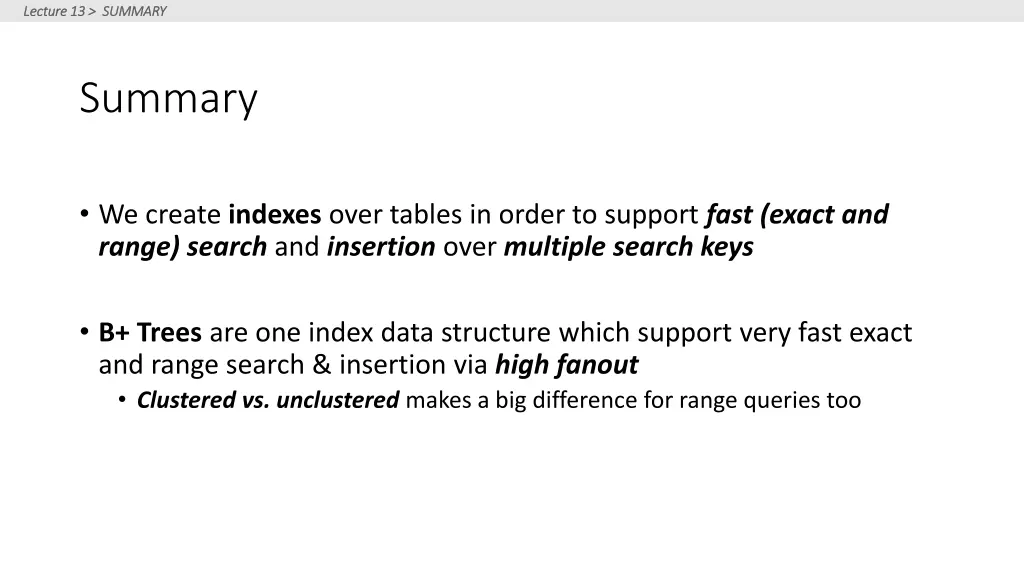 lecture 13 summary lecture 13 summary