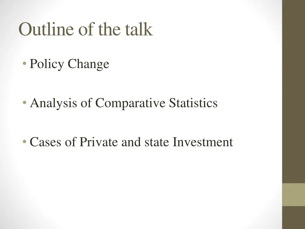 outline of the talk