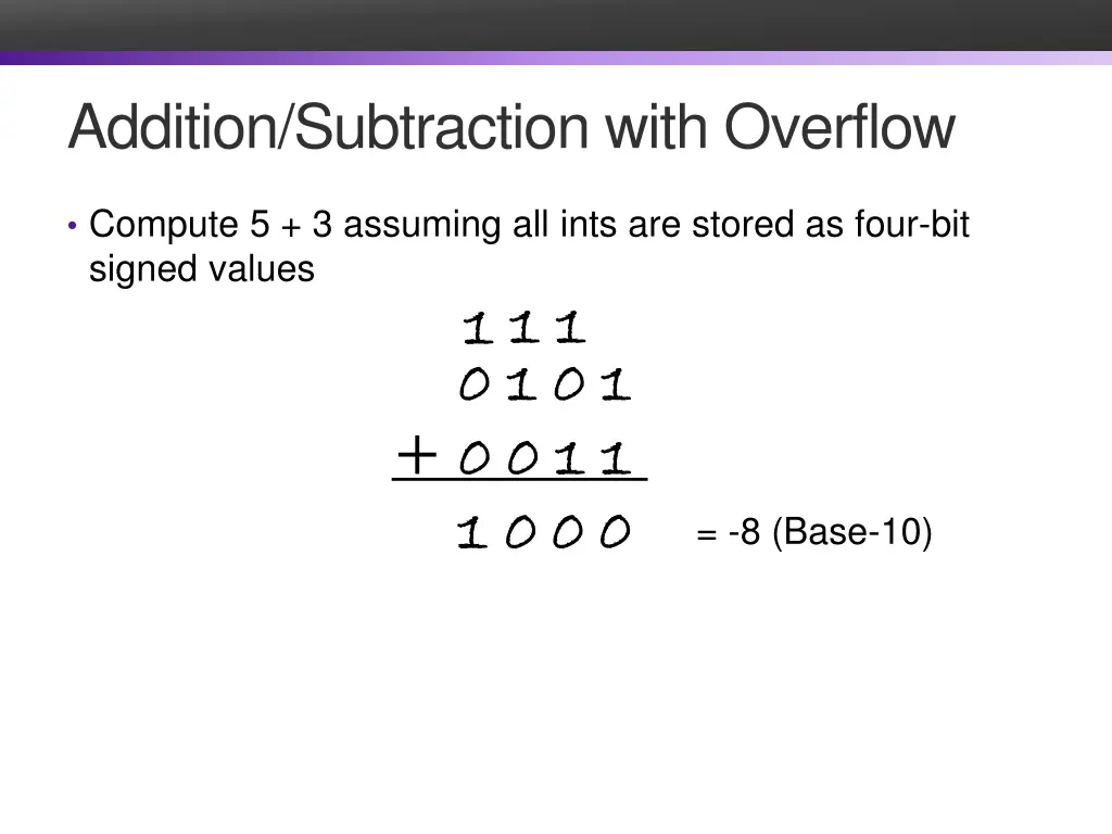 addition subtraction with overflow