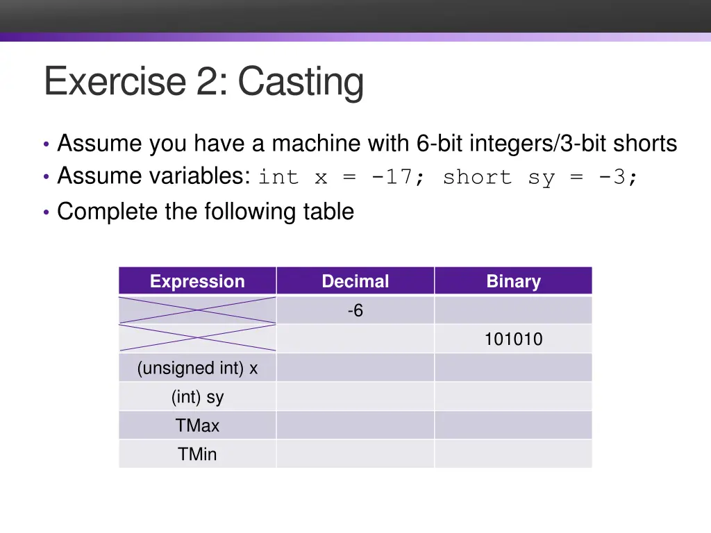 exercise 2 casting