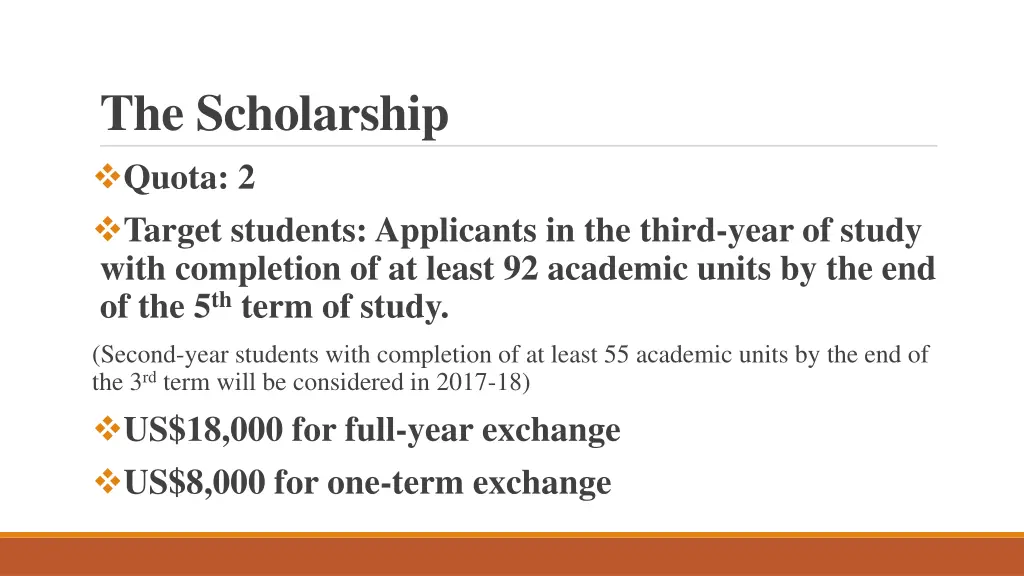 the scholarship quota 2 target students