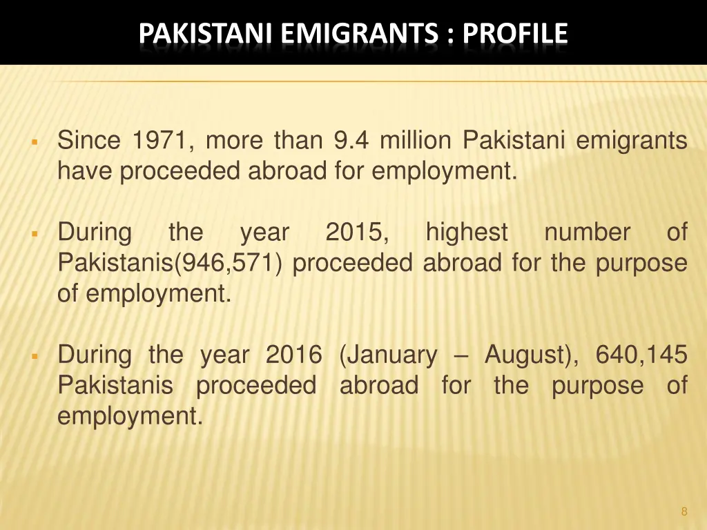 pakistani emigrants profile