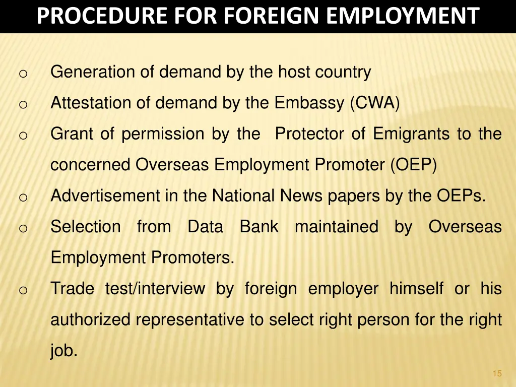 procedure for foreign employment