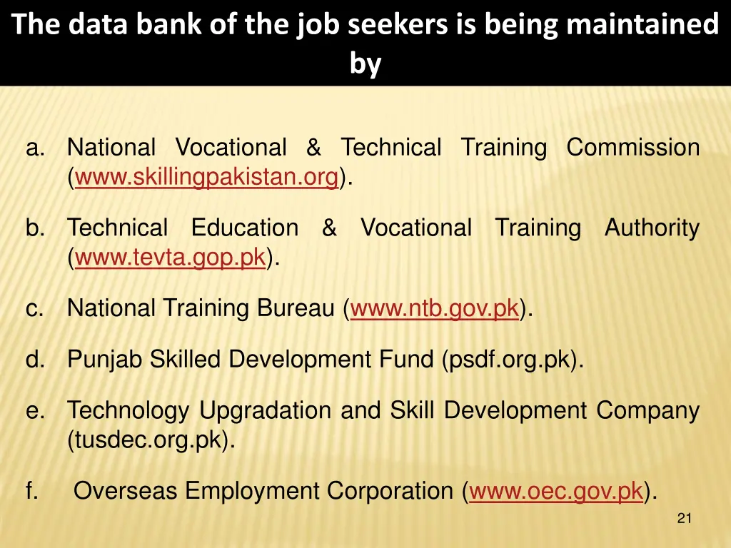 the data bank of the job seekers is being