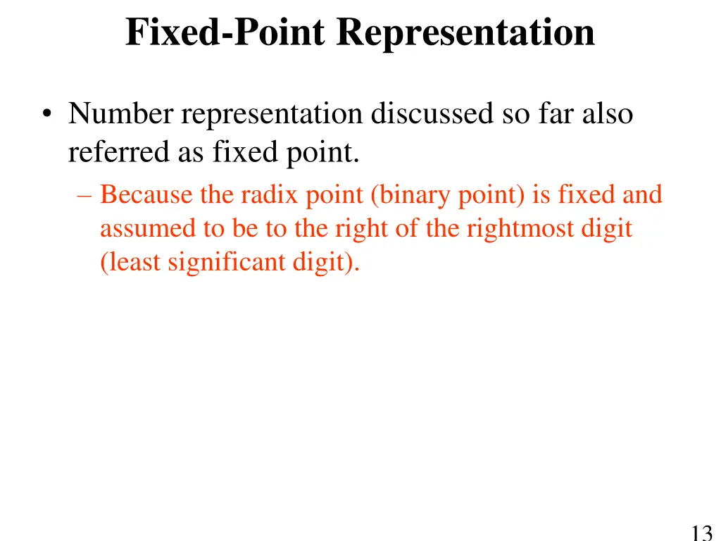 fixed point representation