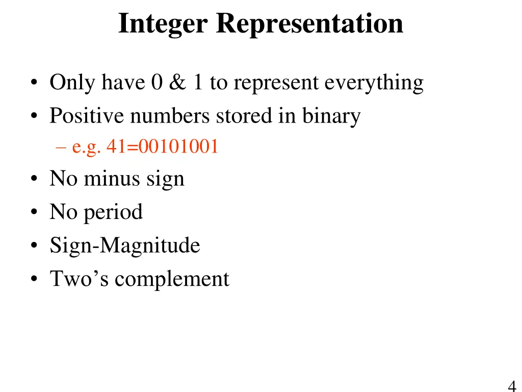 integer representation