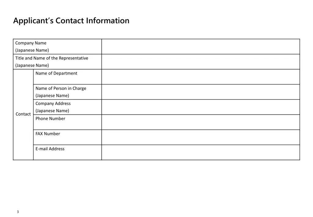 applicant s contact information