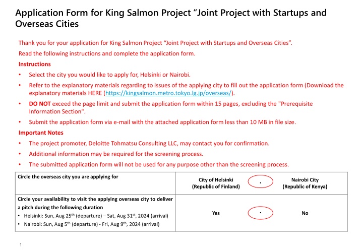 application form for king salmon project joint