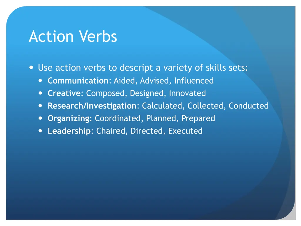 action verbs