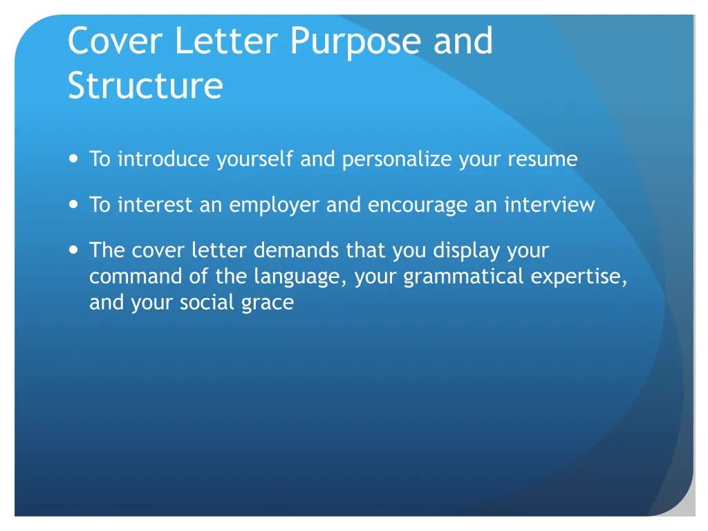 cover letter purpose and structure