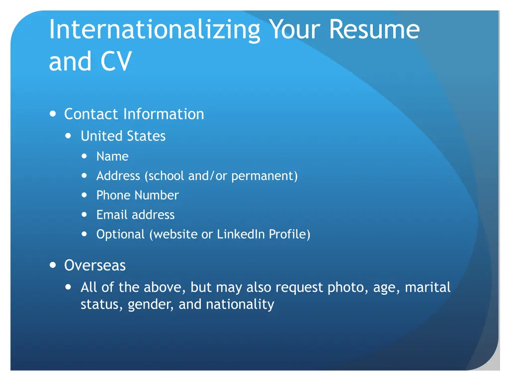 internationalizing your resume and cv