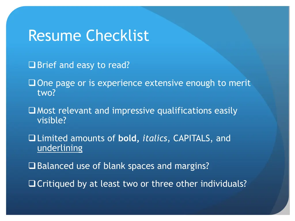 resume checklist