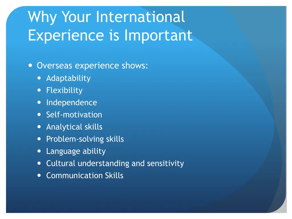 why your international experience is important