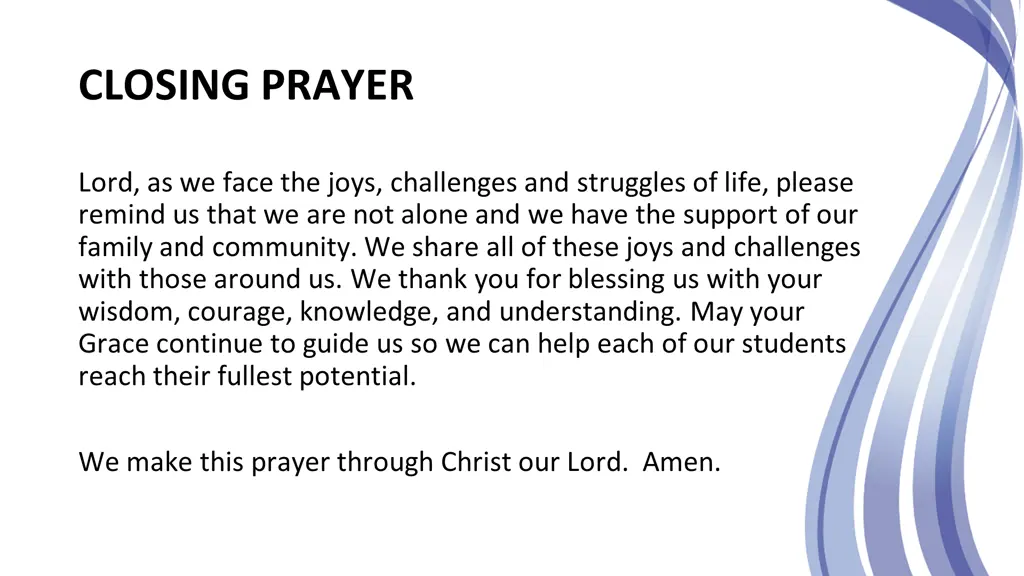 closing prayer