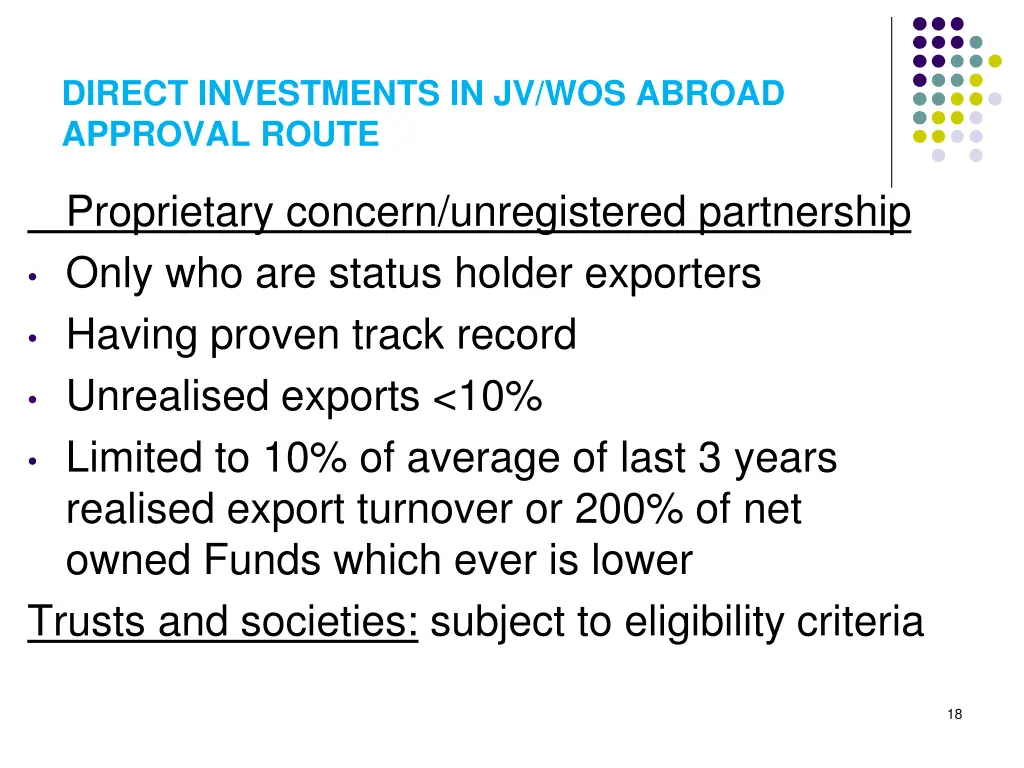 direct investments in jv wos abroad approval route 2