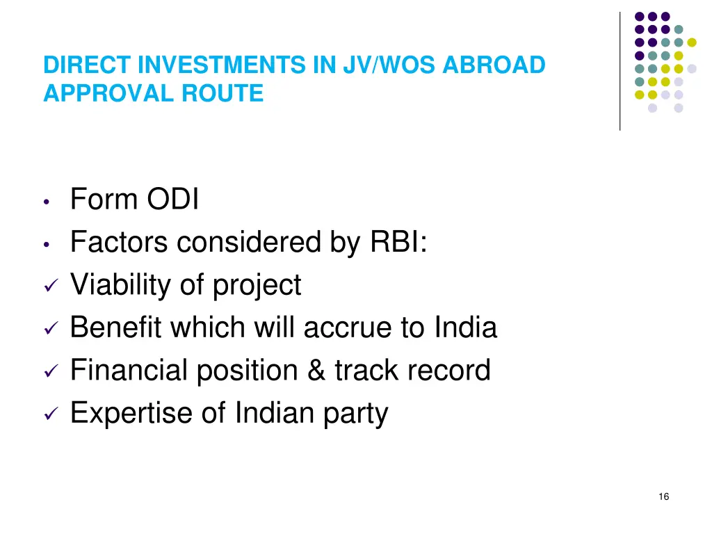 direct investments in jv wos abroad approval route