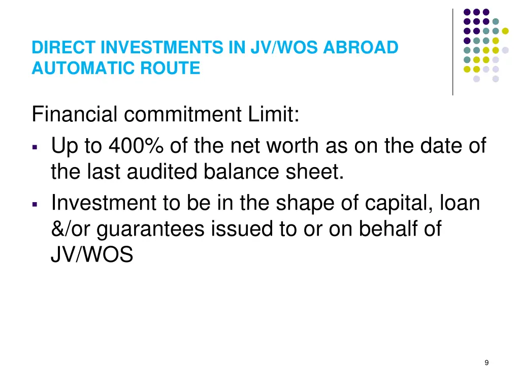 direct investments in jv wos abroad automatic 1