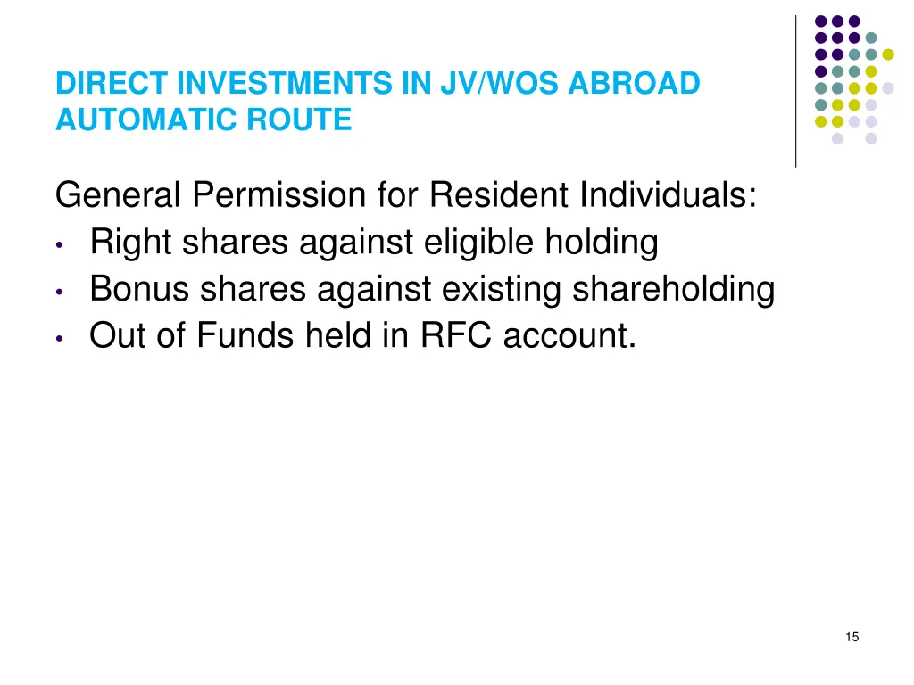 direct investments in jv wos abroad automatic 7