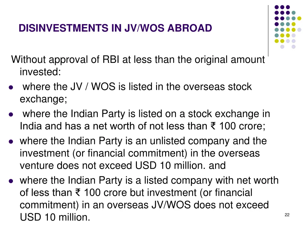 disinvestments in jv wos abroad 1