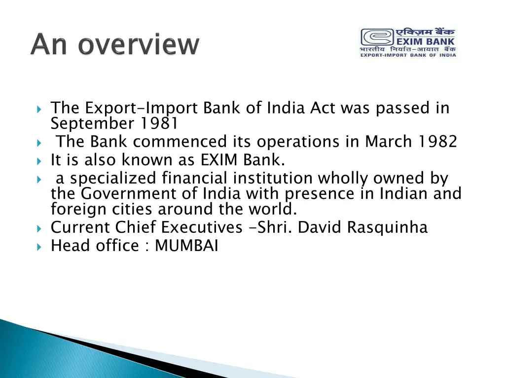 the export import bank of india act was passed