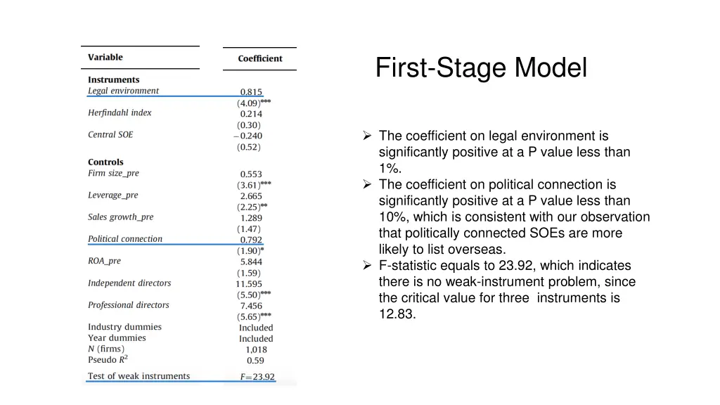 first stage model