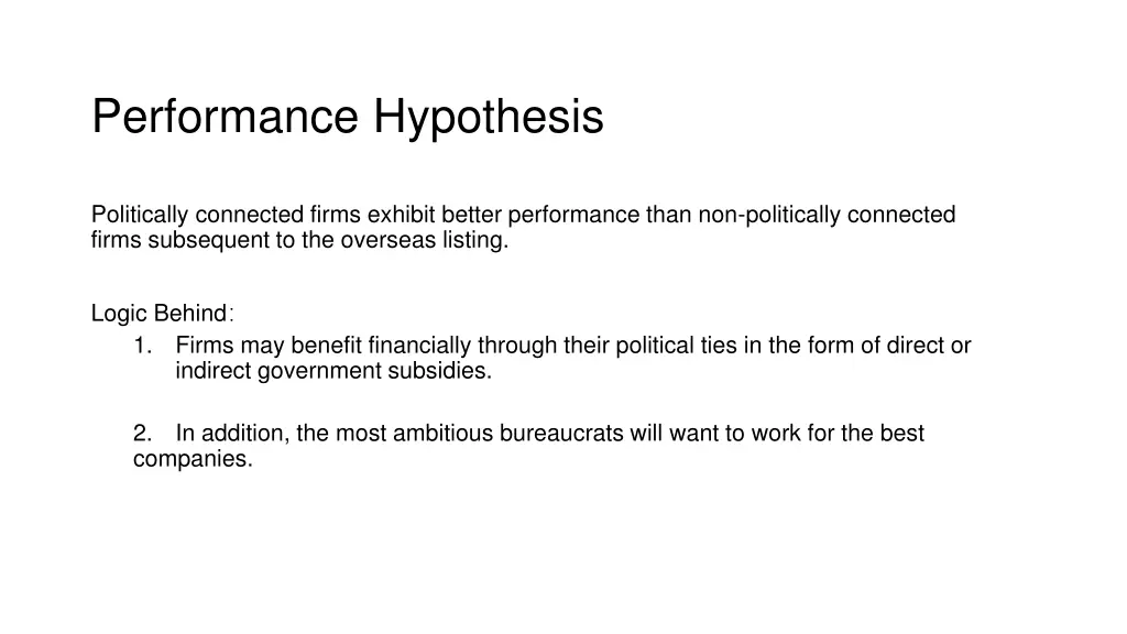 performance hypothesis