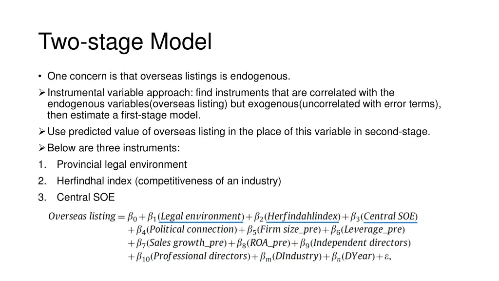 two stage model