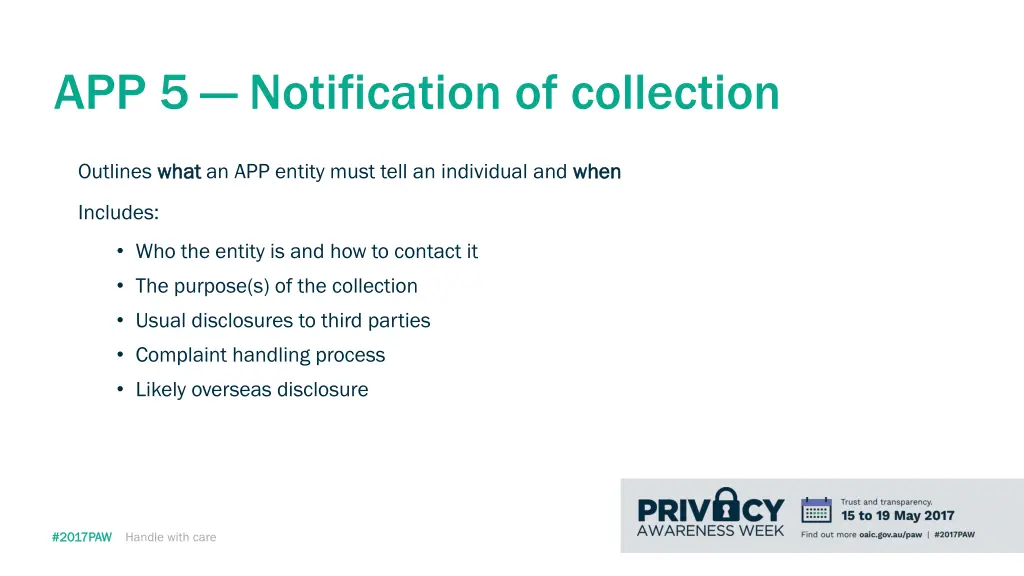 app 5 notification of collection