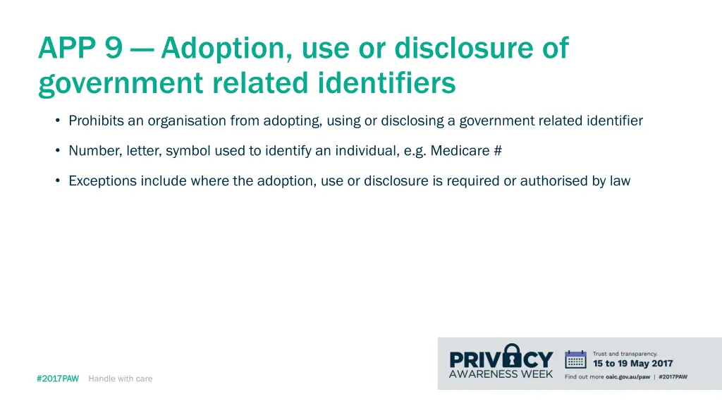 app 9 adoption use or disclosure of government