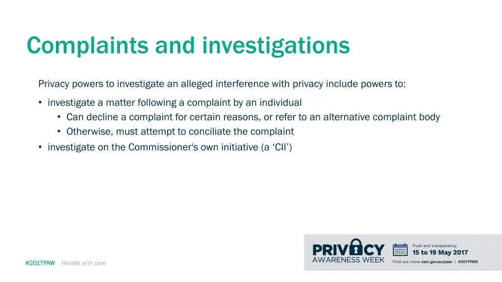 complaints and investigations