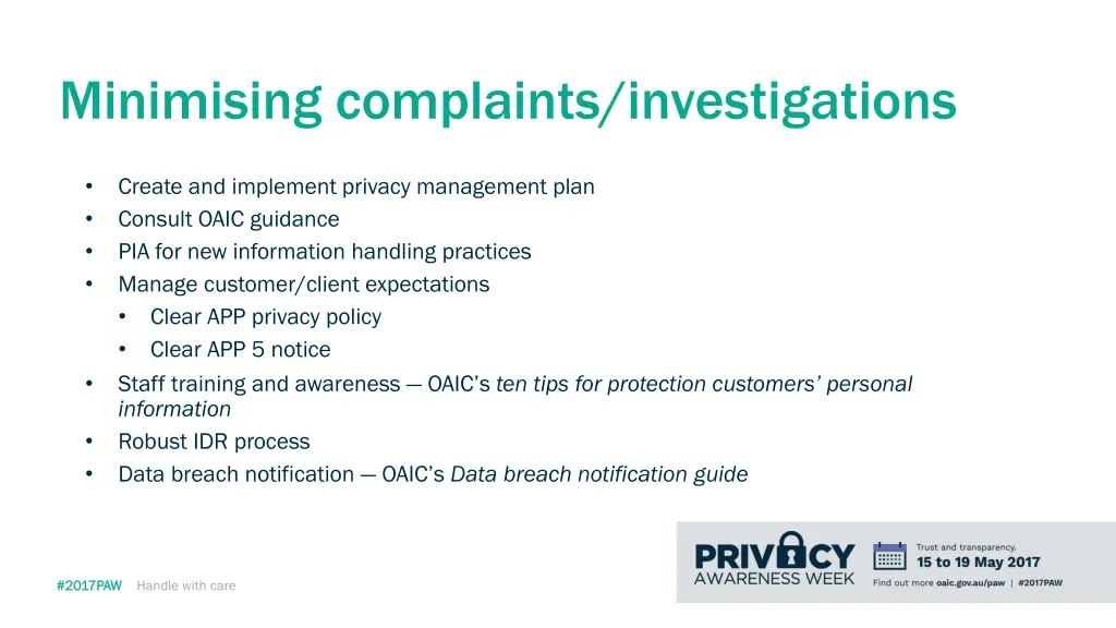 minimising complaints investigations