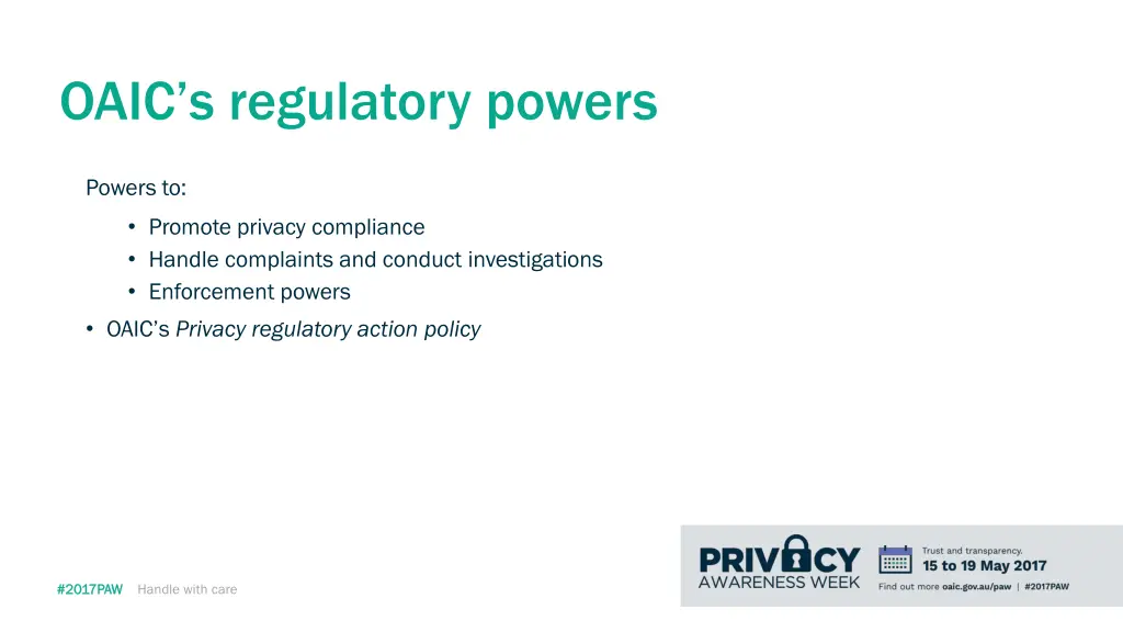 oaic s regulatory powers