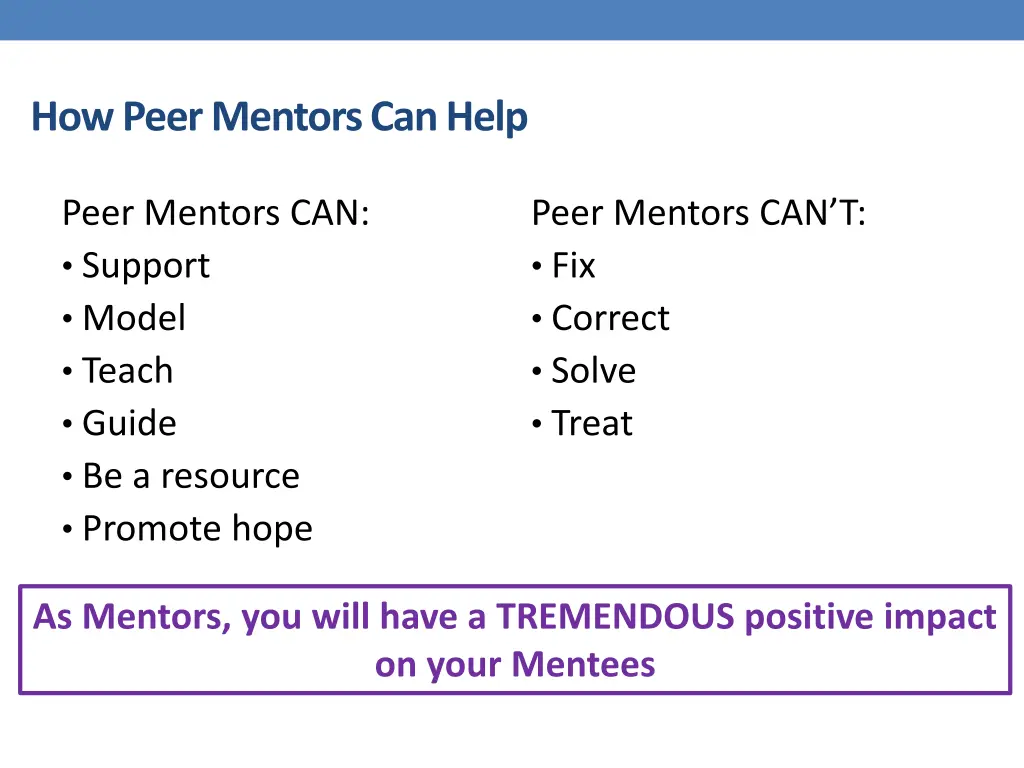 how peer mentors can help