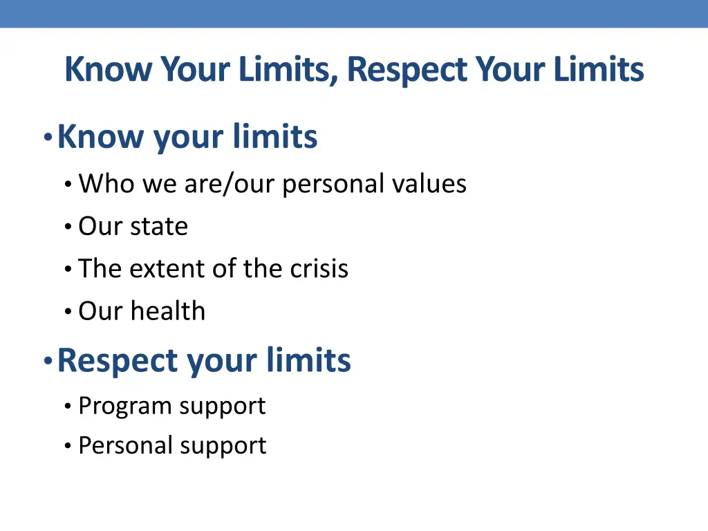 know your limits respect your limits