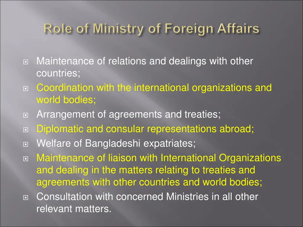 maintenance of relations and dealings with other