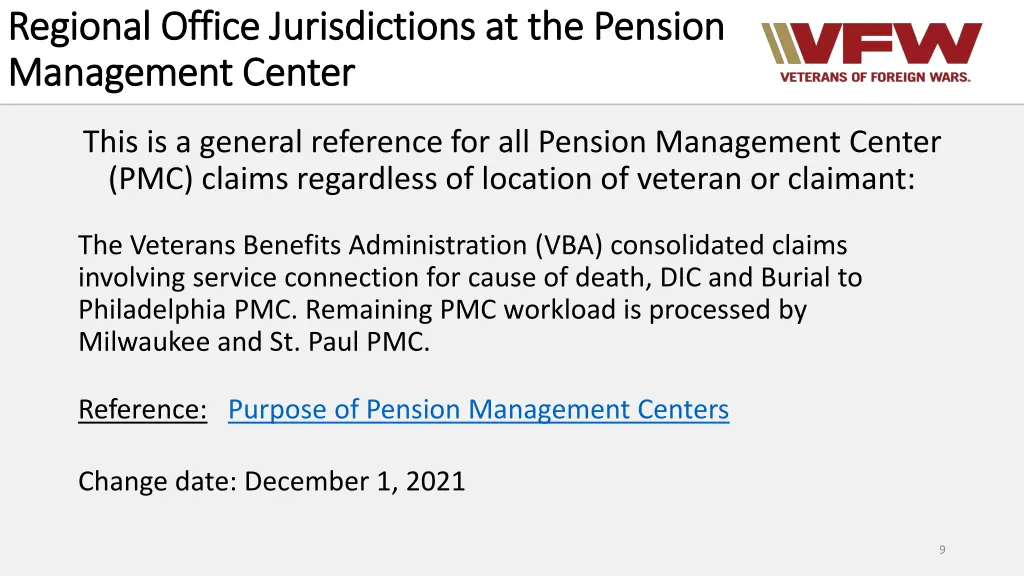 regional office jurisdictions at the pension