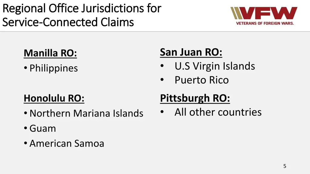 regional office jurisdictions for regional office