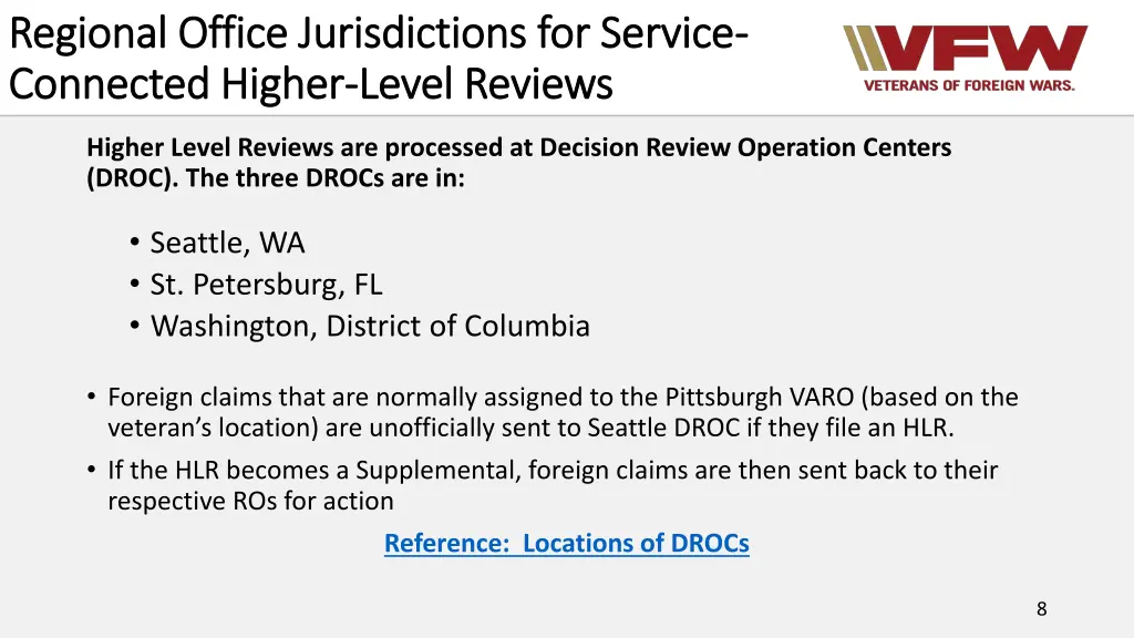 regional office jurisdictions for service 2