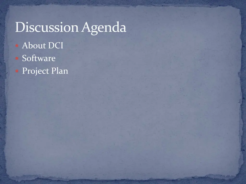 discussion agenda