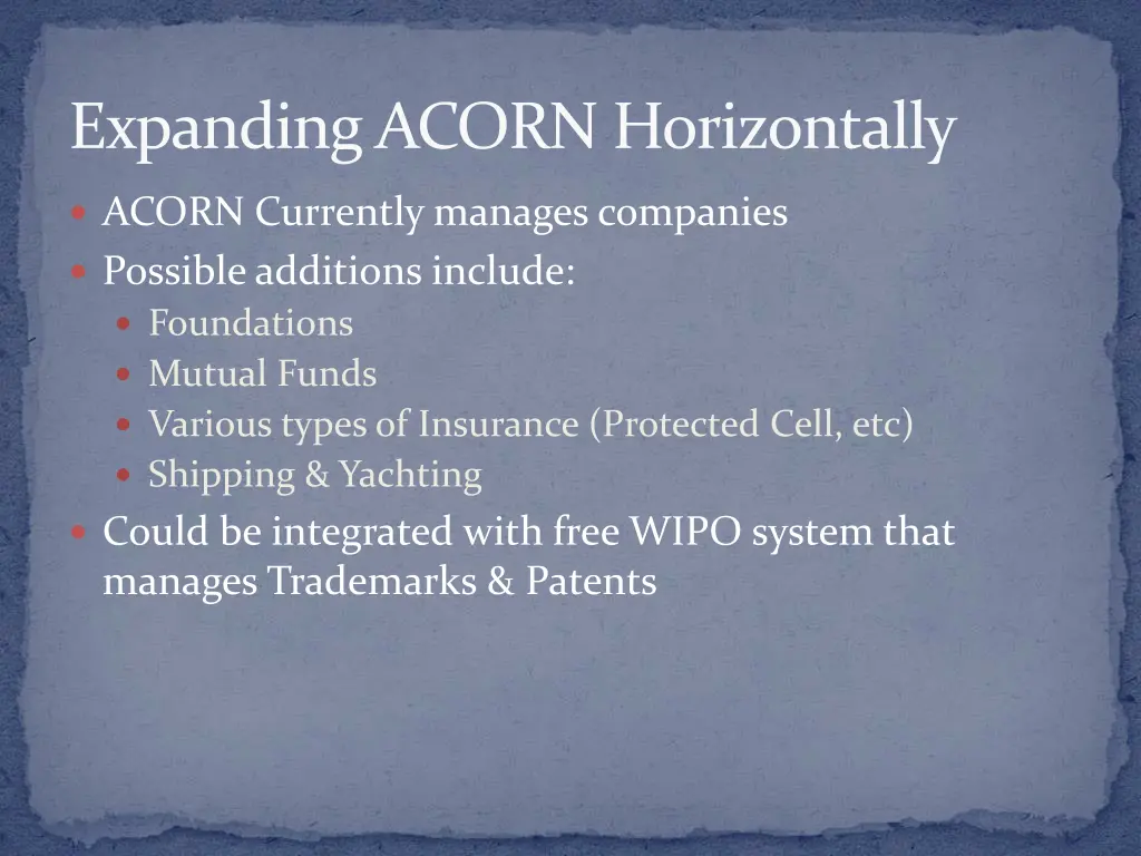 expanding acorn horizontally