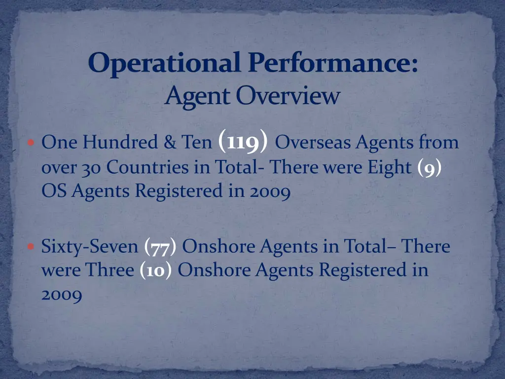 operational performance agent overview