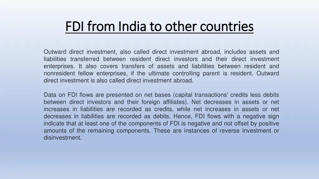 fdi from india to other countries fdi from india