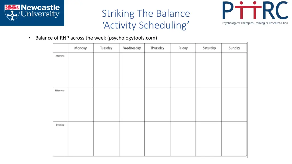 striking the balance activity scheduling