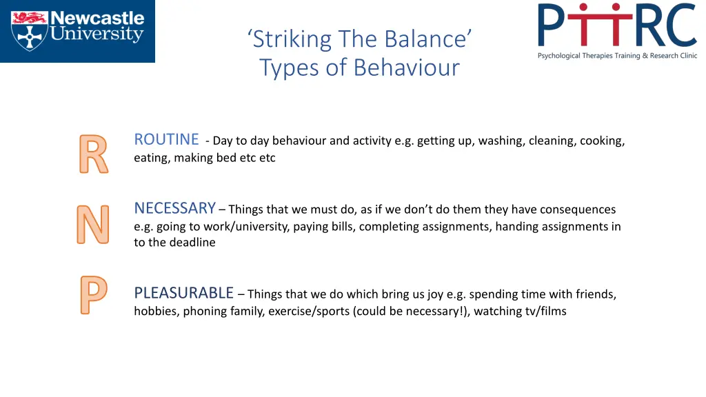 striking the balance types of behaviour