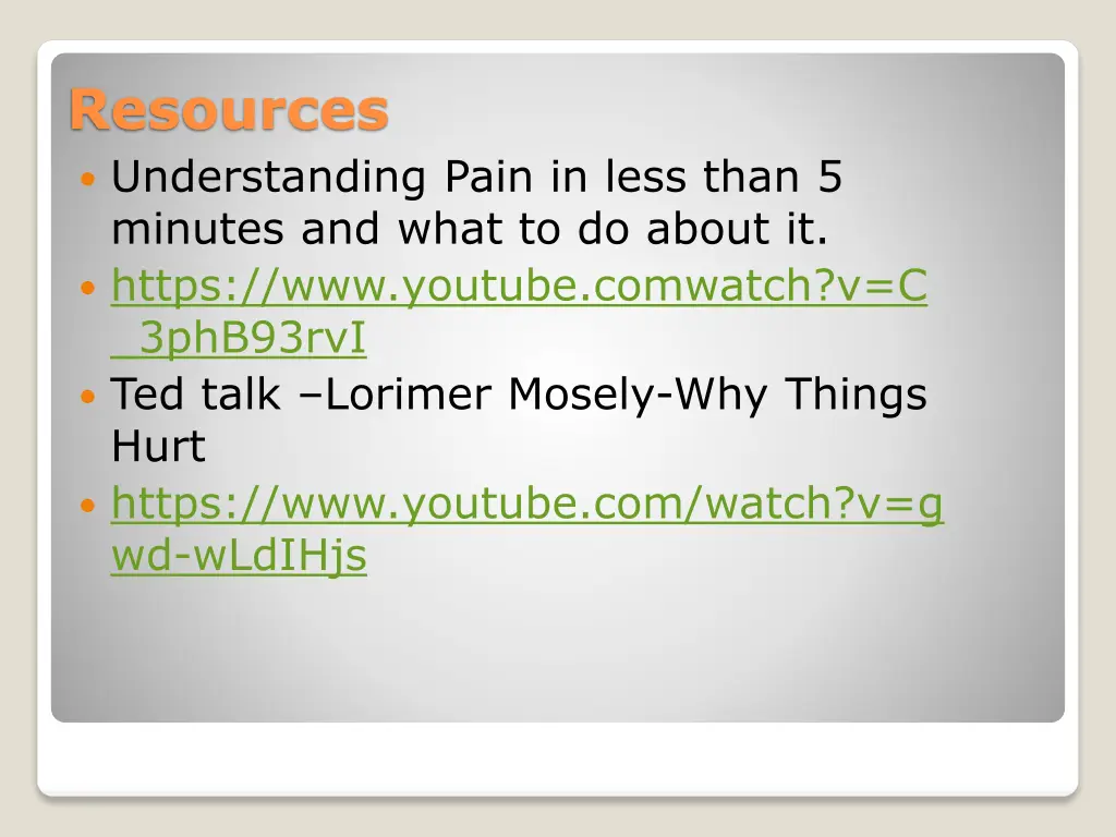 resources understanding pain in less than