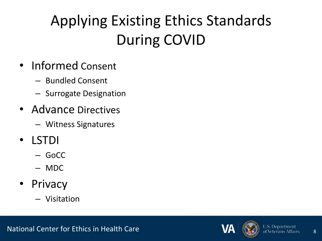 applying existing ethics standards during covid