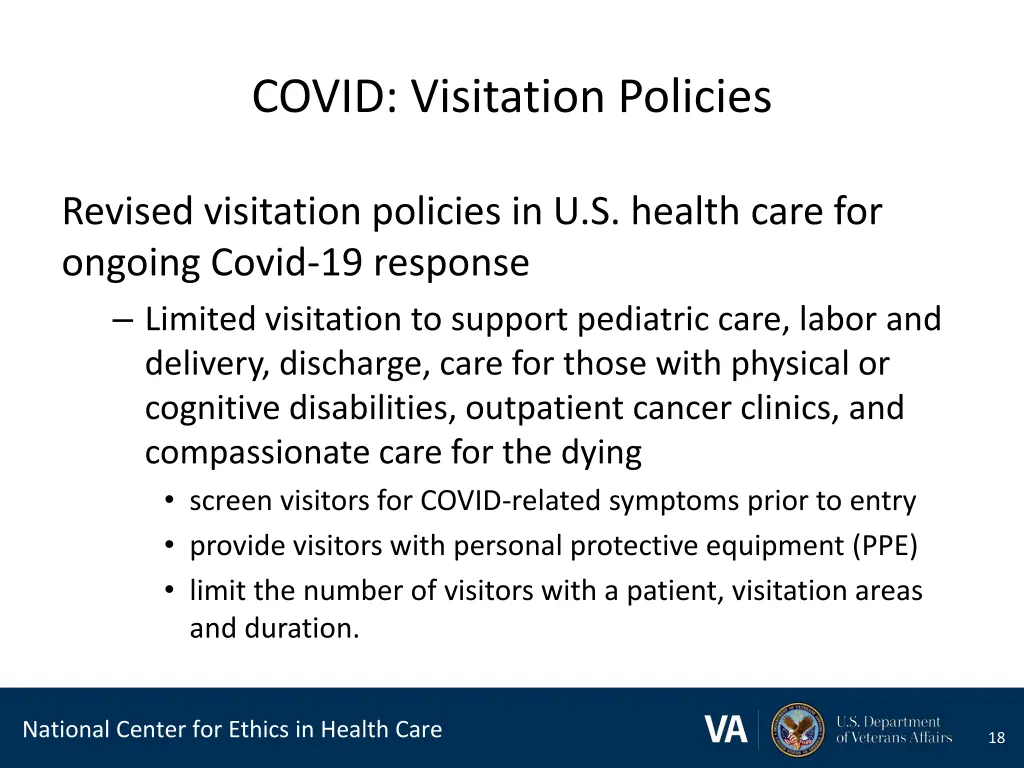 covid visitation policies 1