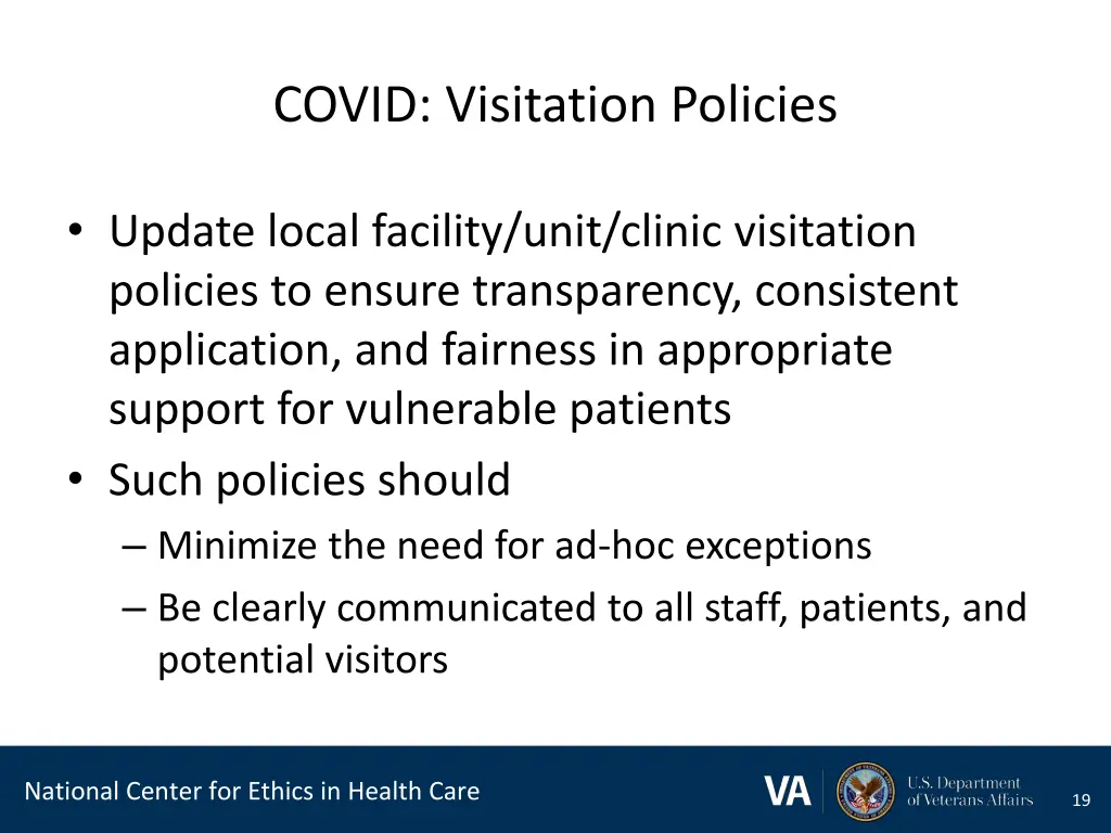 covid visitation policies 2