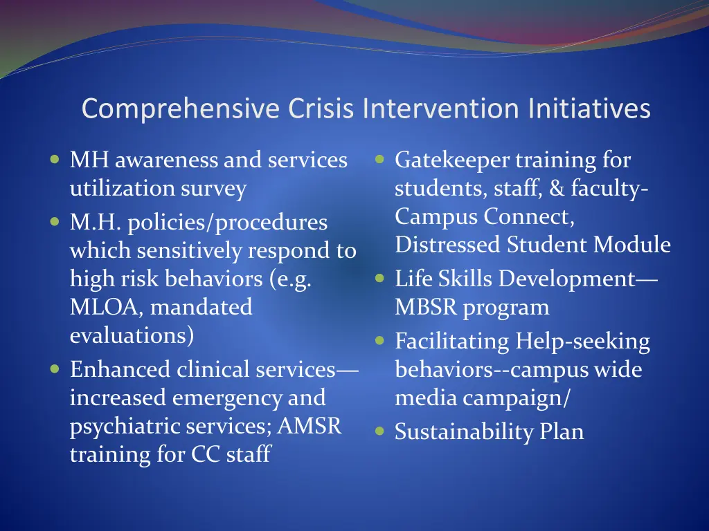 comprehensive crisis intervention initiatives